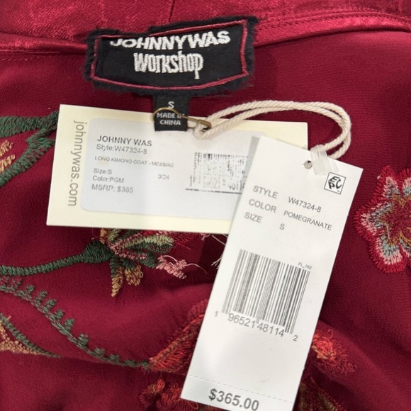 JOHNNY WAS Women’s Messine Long KIMONO JACKET Embroidered Floral Pomegranate NWT - Picture 14 of 15